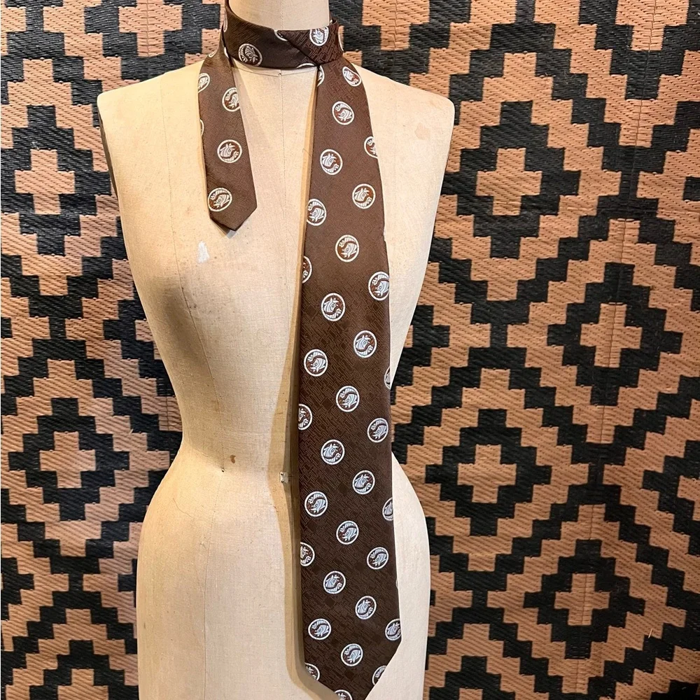 Vintage John Blair‎ brown horse tie equestrian western ranch country club 70s